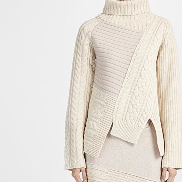 JOSEPH Chunky Wool Cable Knit Turtleneck Sweater - Picture 2 of 11